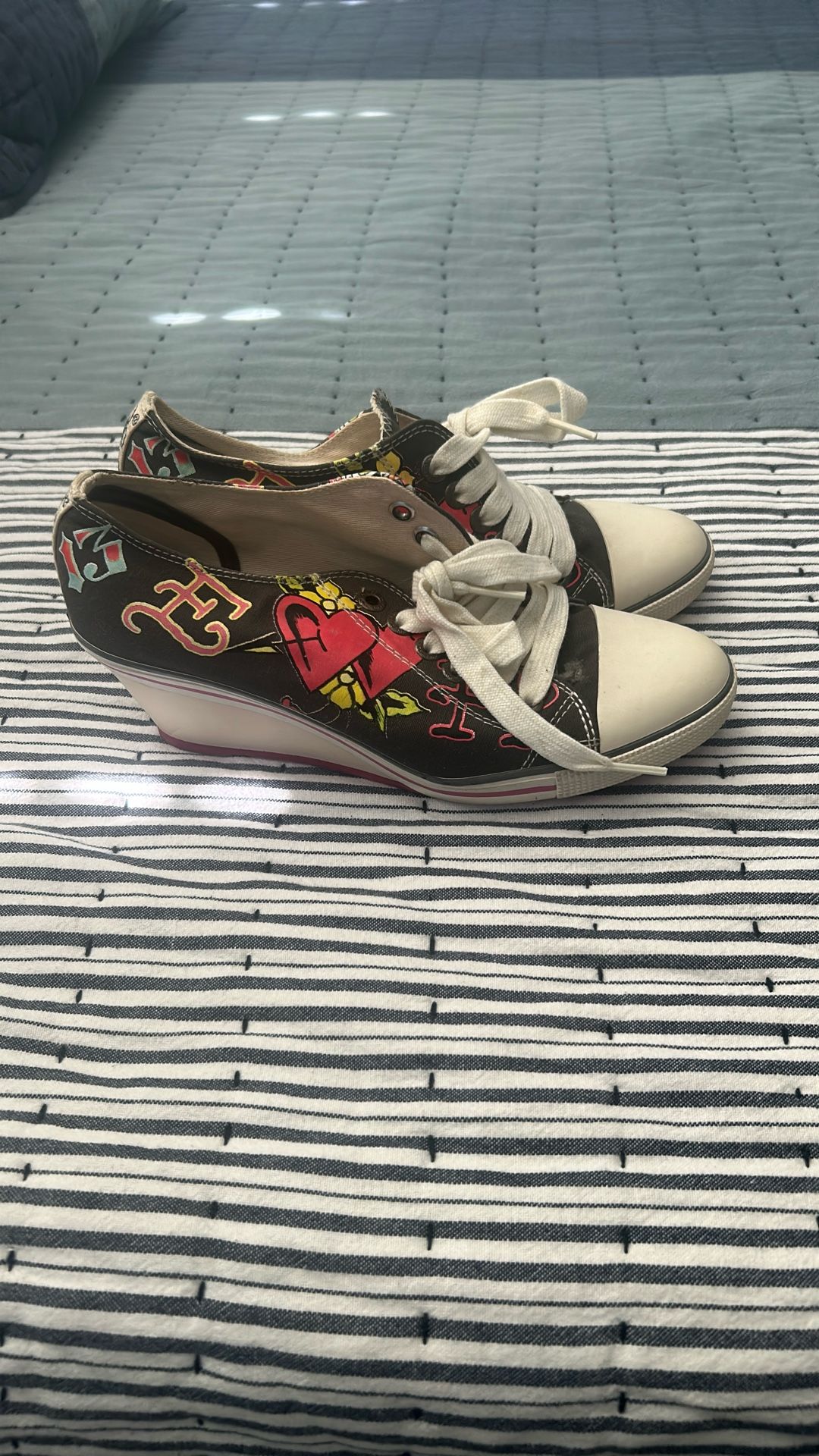 Ed Hardy Wedge Sneakers Sz 7