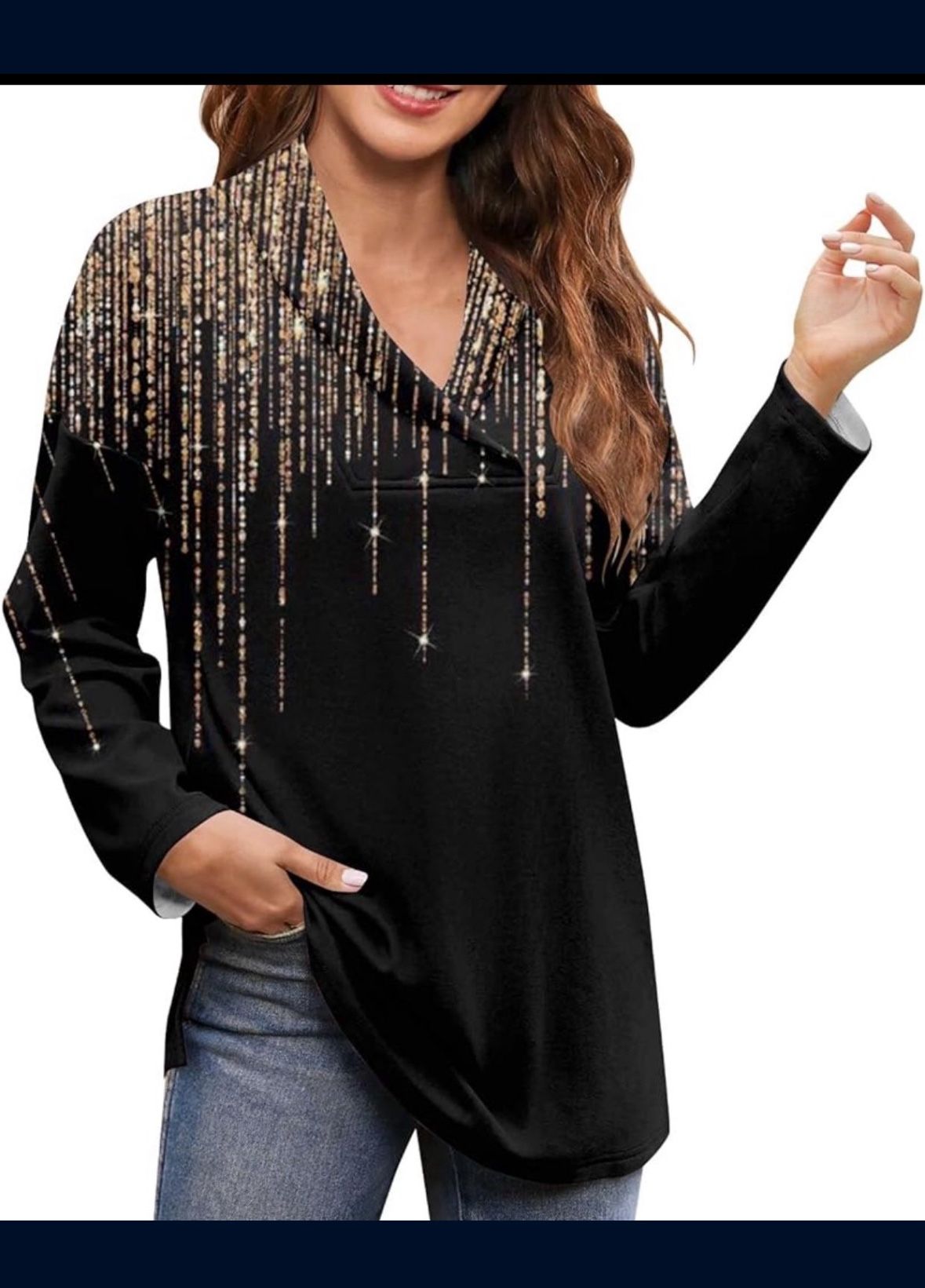 Fall Tunic for Women Long Sleeve Going Out Blouse Graphic Plus Size Crop Tops V Neck Work Fashion Pullover