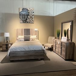 Queen Bed Frame, Dresser, Mirror And Nightstand 
