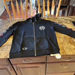 Authentic chrome heart jacket with colored sleeve designs