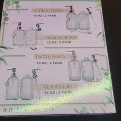 Jasai Glass Soap Dispenser 2 Pack Clear for Kitchen Bathroom