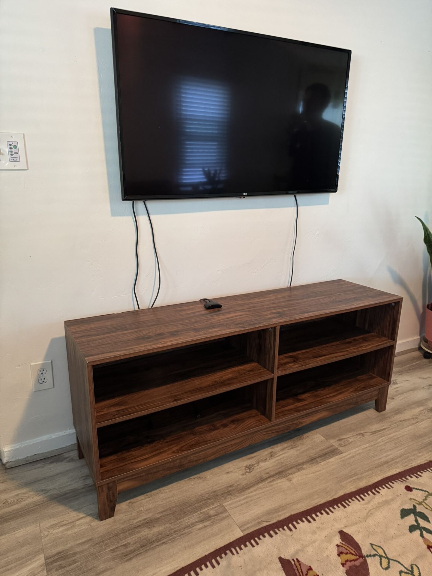 Entertainment Media Center Wood TV Stand with Open Shelves