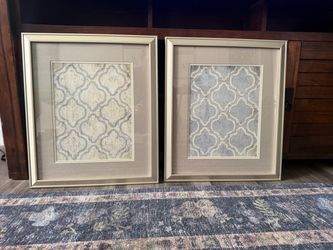 Champagne gold color frame blue wall (set of 2)