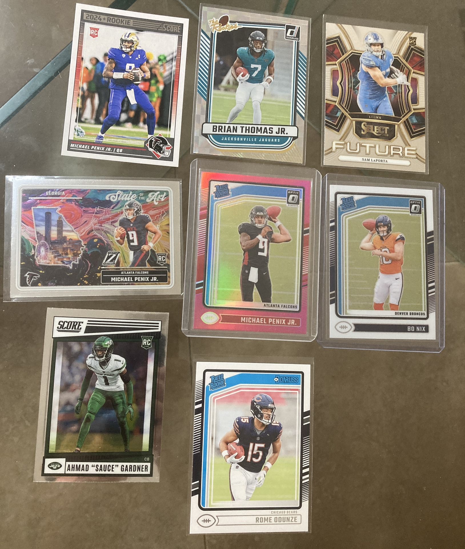 25 Card Lot 2024 Michael Penix Pink Optic #279 Rated Rookie Bo Nix Sam Laporta Rc Rome Odunze Brian Thomas Jr. Sauce Gardner & State of the Art insert