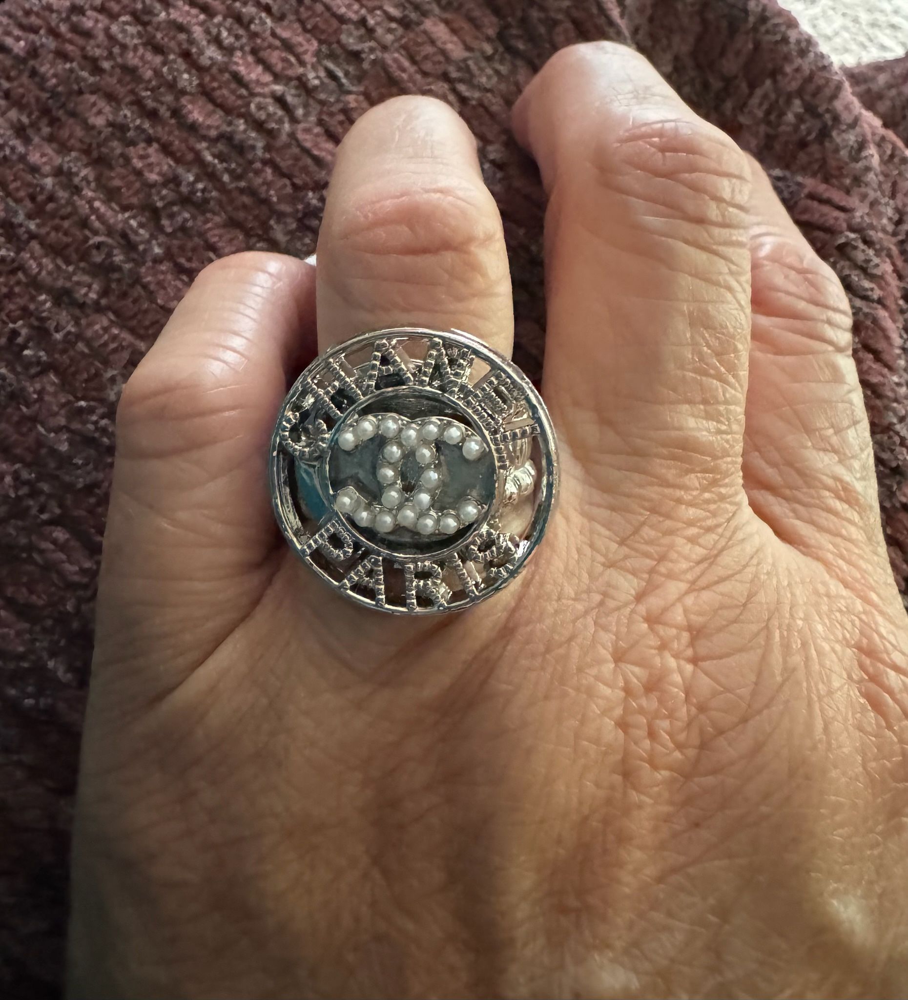 Vintage Chanel Button -Now Adjustable Ring