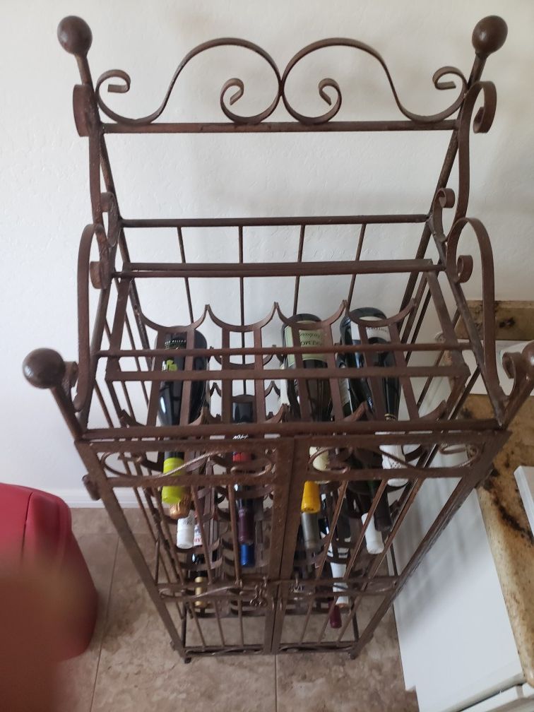 Rod iron wine rack. Sturdy and heavy