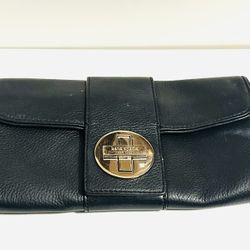 Kate Spade Black Leather Two-way Clutch Shoulder Handbag Purse