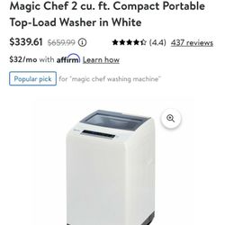 New Magic Chef 2.0 Cubic Foot Portable Washer