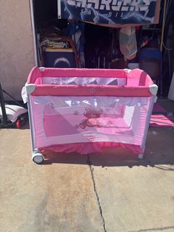 Baby Joy 4-in-1 Portable Baby Playard pink pack and play