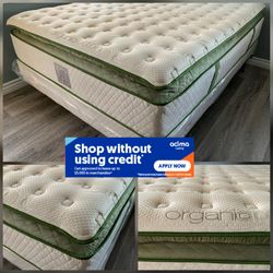 Queen organic elite superior hybrid cool gel memory foamm pillow top 14inch matres!!