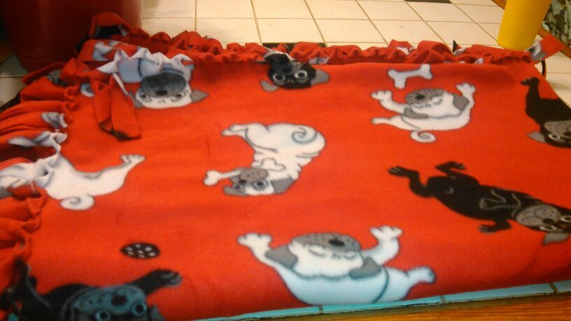 Red dog tie blanket