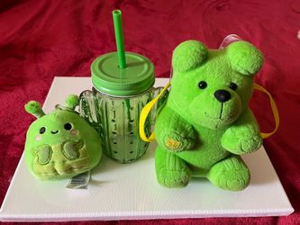 Plush plus cactus glass jug