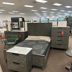 Nathan 5-piece Eastern King Bedroom Set White Marble and Grey - Flexible Payment Options Available $39 Down