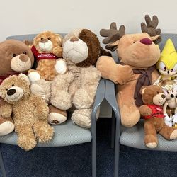 Assorted Stuffed Animals - Bears, Reindeer, Sonic