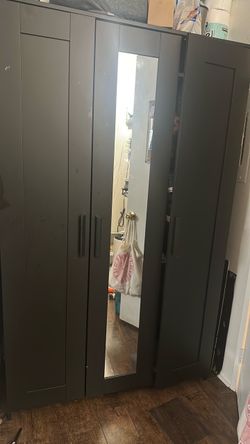 Black IKEA Wardrobe with Mirror Door
