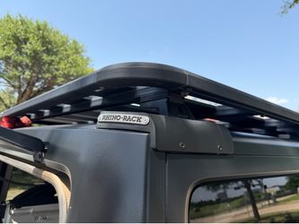 Overland roof rack made by  Rhino rack