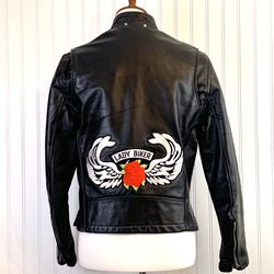 Lady Biker Black Leather Motorcycle Riding Jacket