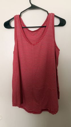 Striped Sleeveless V-Neck Tank Top - Red/White