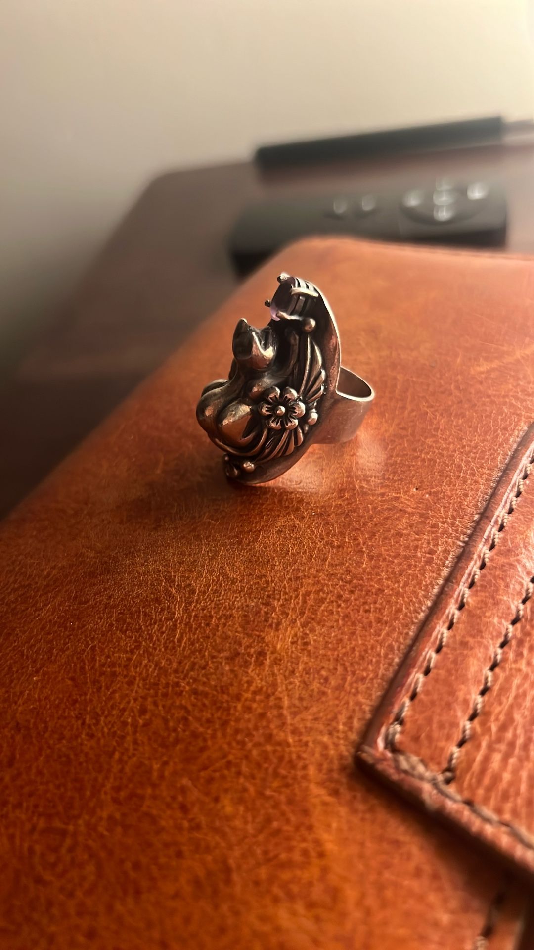 925 Silver Cat Amethyst Ring