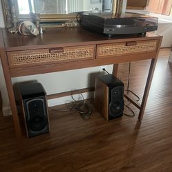 Wood And Rattan Desk
