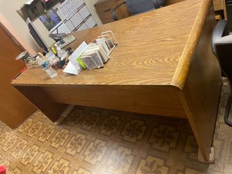 OFFICE DESK & CREDENZA WOOD