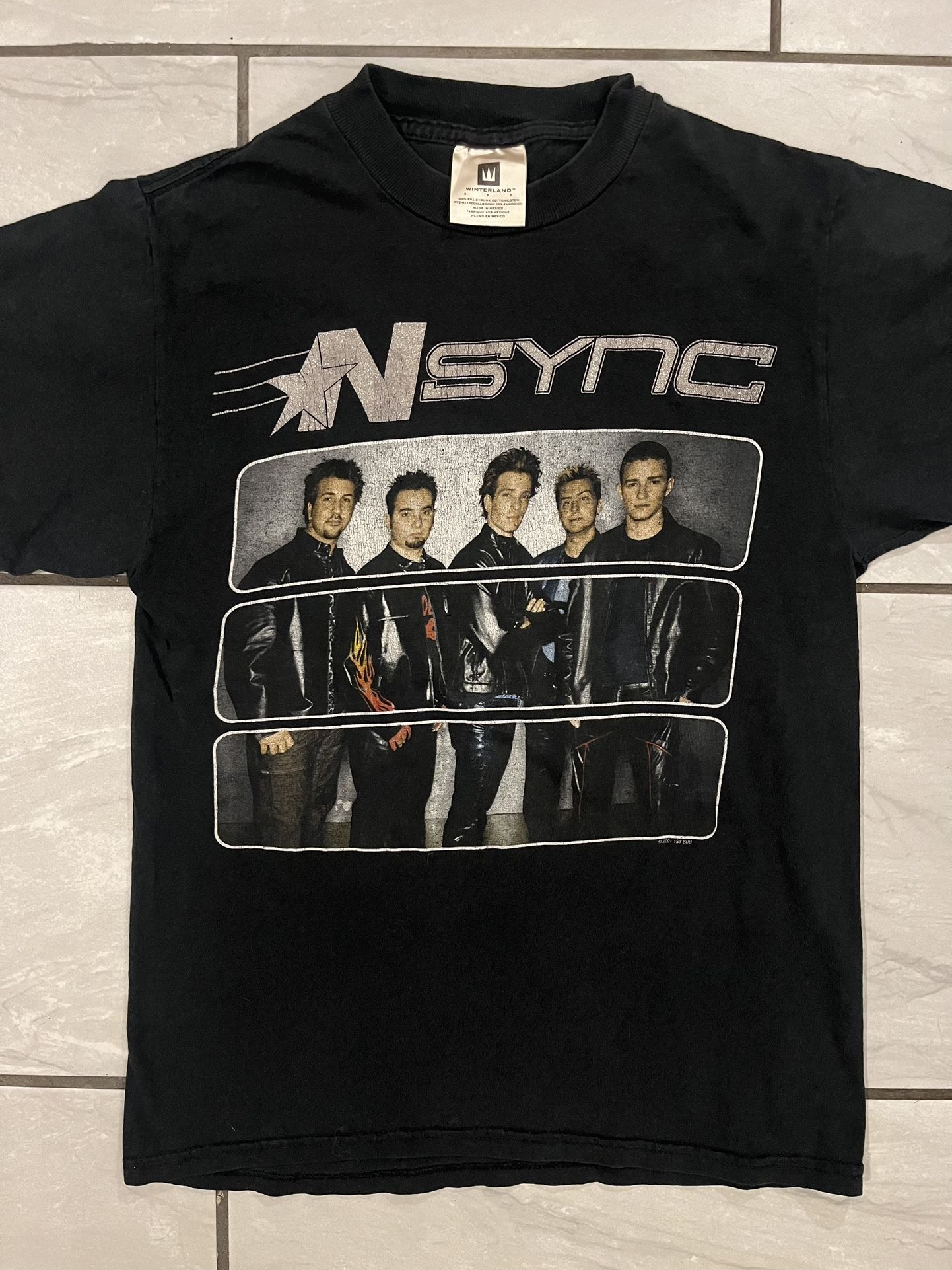 Vintage 2001 NSYNC Popodyssey Tour Band Promo T Shirt Adult Small Black Mens