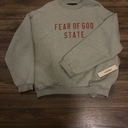 Men’s XS Fear of God Essentials Fleece Crewneck ’Dark Heather’
