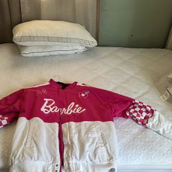 Barbie bomber Jacket XL Pink And White 