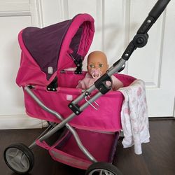 Toys-stroller and baby doll