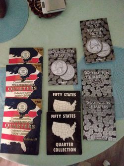Complete state quarter collection books.