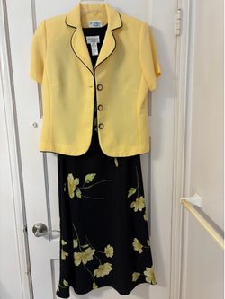 Blue Flower Dress with Yellow Jacket