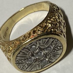 14K Gold Diamonds Ring German Cross Ring Size 11.5