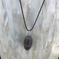 Shiva Lingam Stone Pendant With 18 inches Black Cord