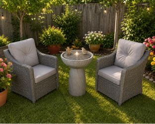 Patio set with fountain