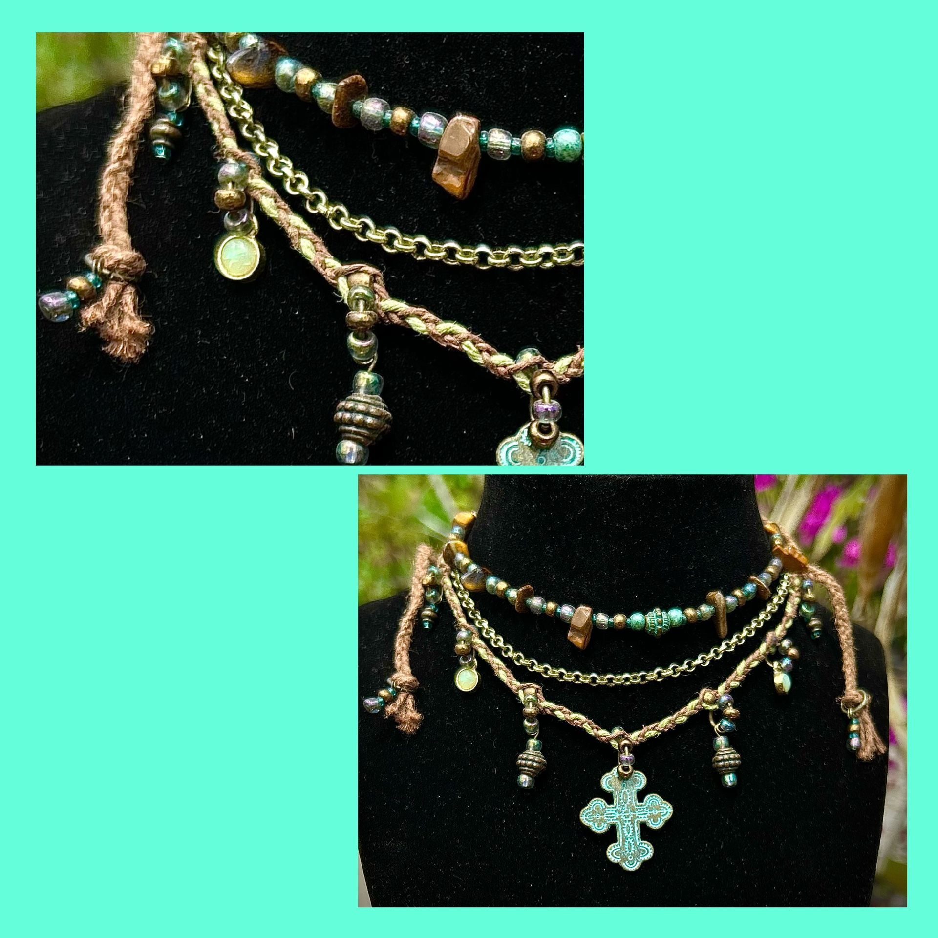 Handcrafted Turquoise Cross Choker Necklace