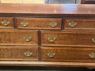 Vintage Brown Dresser with Gold Accents