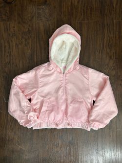 Love Tree Reversible Cropped Pink/White Hooded Full Zip Lined Fleece Jacket