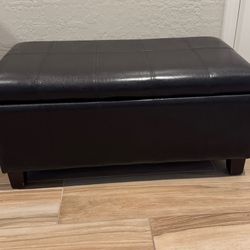 Brown Cushioned Bench With Storage 