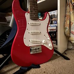 Red Squier Mini Guitar (Works!)