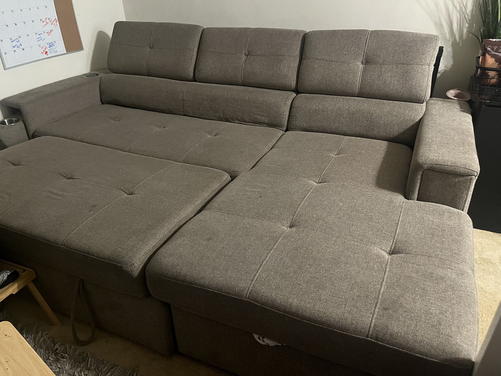 Small Sleeper Sectional With USB Port Charger
