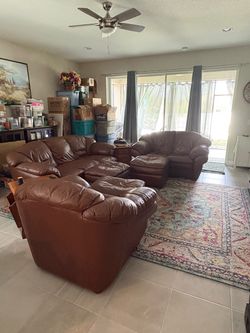 Brown Leather  Sofa Set