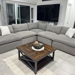 Grey Power Reclining Sectional Cloud Couch