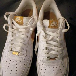 Nike Gold Air Force Ones Size 11