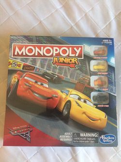 Disney Pixar cars 3 monopoly junior board game NIP