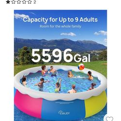EVAJOY 18ft X 48in Inflatable Top Ring Swimming Pool Set with Pump Blue