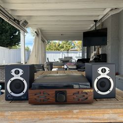 Looptone Record Player & M Audio Monitor Pair