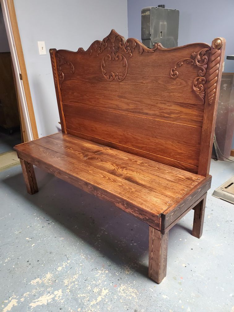 Bench made from antique double bed frame