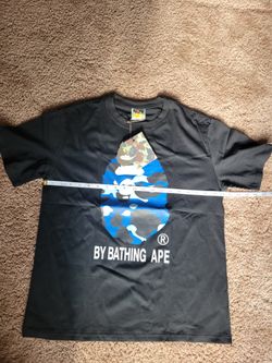 Blue Bape T-shirt Ape Face Small Size American Excellent