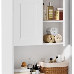 Bathroom Wall Cabinet, 29" x 24"Wood Wall Mounted Medicine Cabinet with 2 Doors & 3 Adjustable Shelves, Hanging Cabinet Over Toilet Storage for Laundr