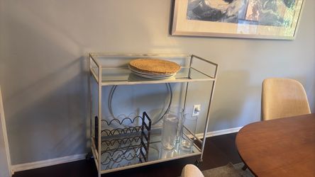 Gold Metal and Glass Bar Cart